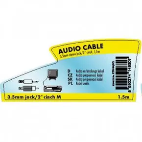 Audio Kabel Jack (3,5mm) M - 2x CINCH M, 1.5m, schwarz, Logo